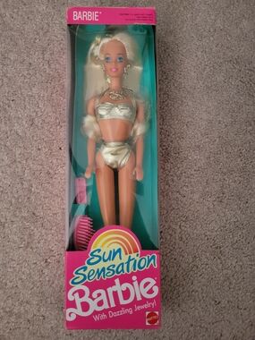 Vintage 1991 Sun Sensation Barbie in Metallic Gold Bikini with Blonde Hair
